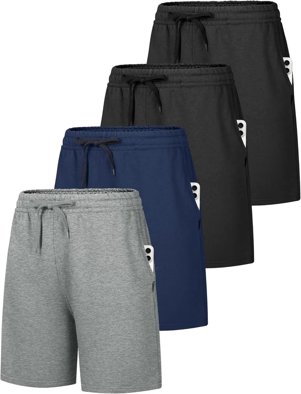 4 Pack Women's Summer Sweat Shorts Cotton Comfy Drawstring Shorts for Casual Lounge Sport Athletic with Pockets