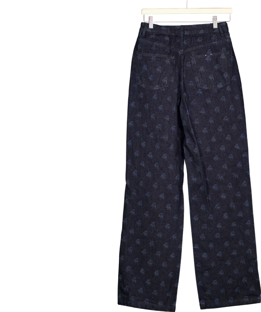 4th & Reckless Blue Denim Logo Laserprint Straight Leg Jeans UK 10