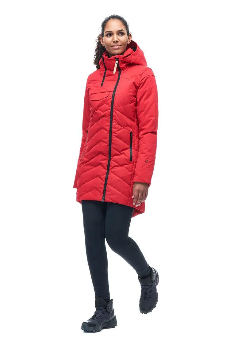 AYABA Down Blend Coat- True Red