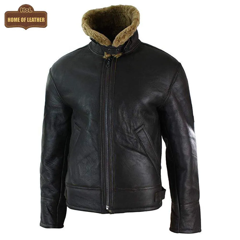 B018 Aviator B3 Real Leather Shearling Sheepskin Flying Pilot Warm Winter World War Jacket