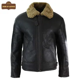 B018 Aviator B3 Real Leather Shearling Sheepskin Flying Pilot Warm Winter World War Jacket