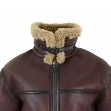 B034 B3 Flight Bomber Aviator Real Leather Shearling Jacket Brown