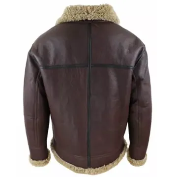 B034 B3 Flight Bomber Aviator Real Leather Shearling Jacket Brown