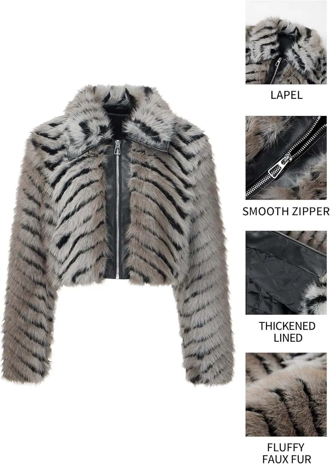 Bellivera Women's Faux Fur Coat Shearling Fluffy Fuzzy Shaggy Hood Sherpa-Lined Fleece Jacket