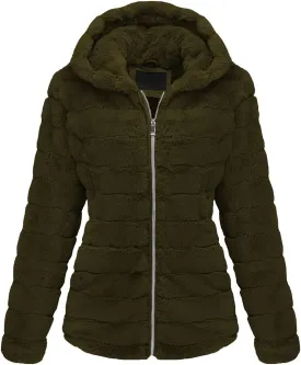 Bellivera Women's Faux Fur Coat Shearling Fluffy Fuzzy Shaggy Hood Sherpa-Lined Fleece Jacket