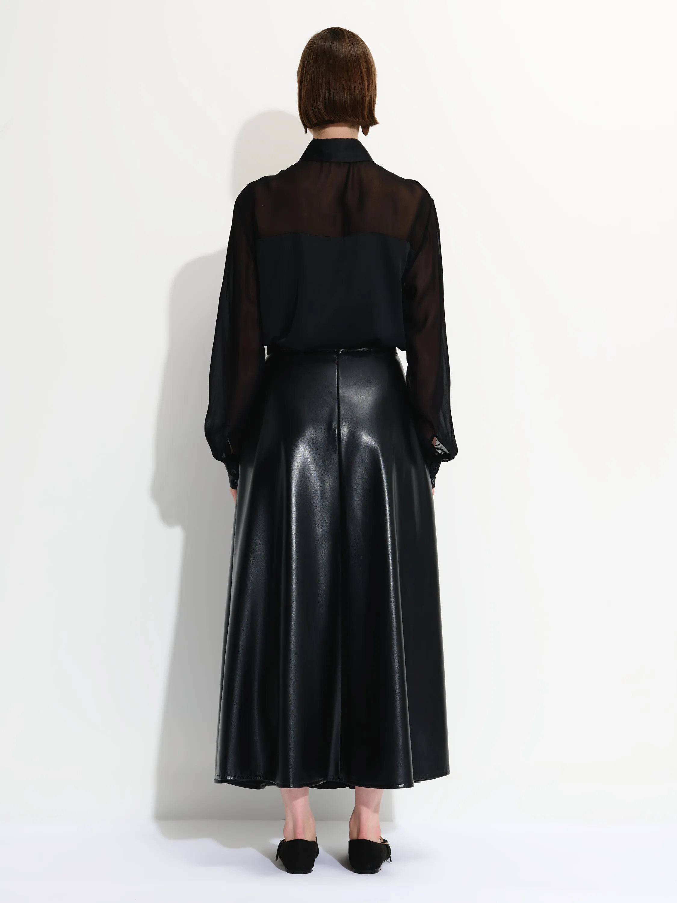 Belted Vegan Leather Skirt