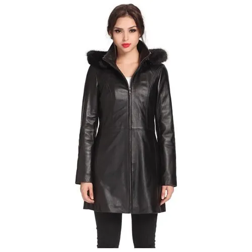 BGSD Women's "Irene" Hooded New Zealand Lambskin Leather Parka Coat