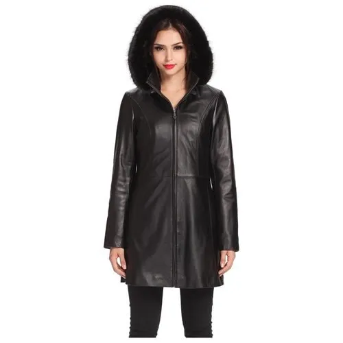 BGSD Women's "Irene" Hooded New Zealand Lambskin Leather Parka Coat