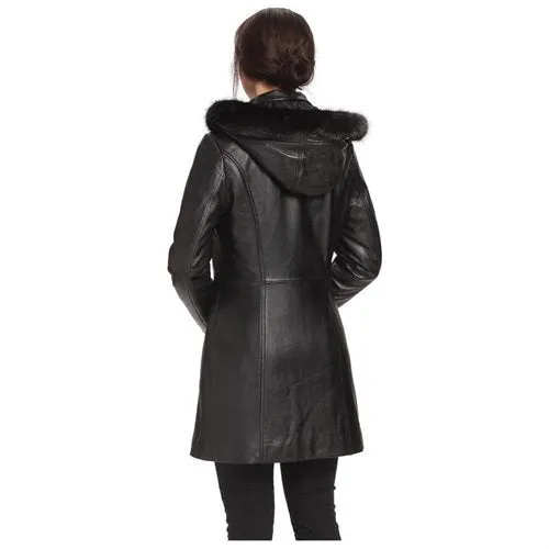 BGSD Women's "Irene" Hooded New Zealand Lambskin Leather Parka Coat