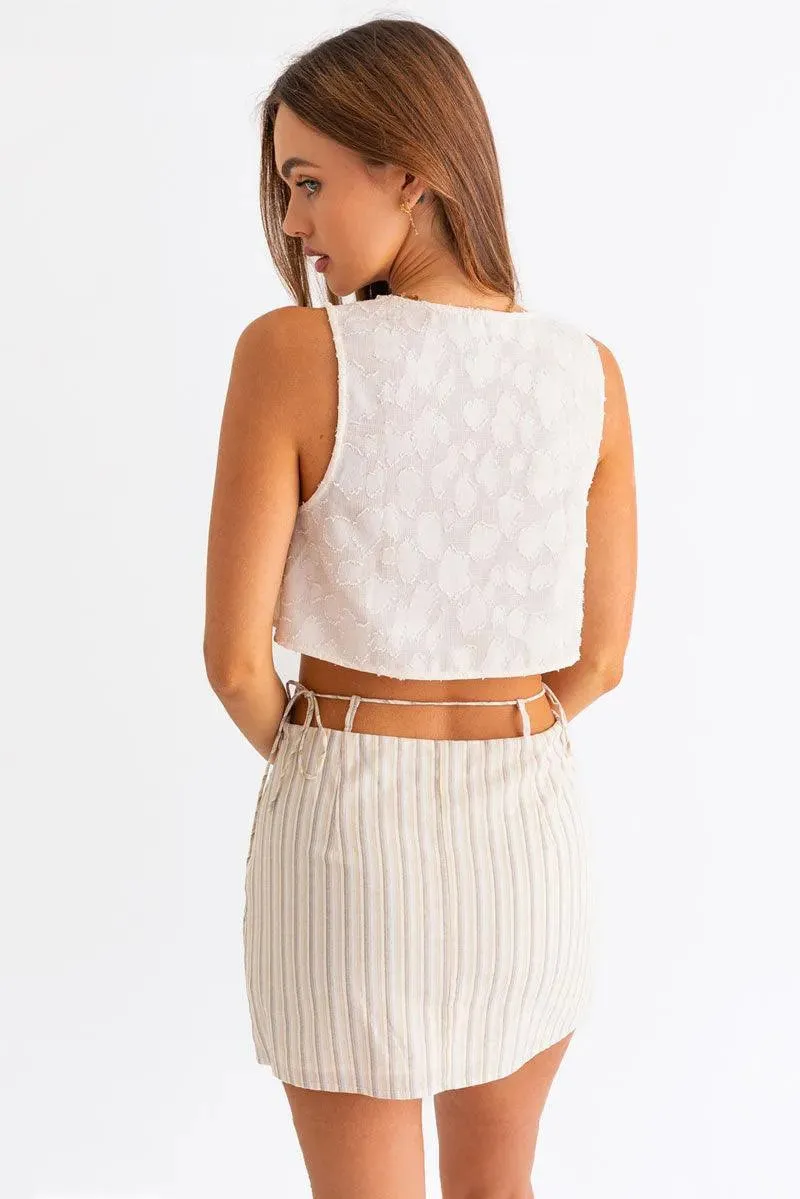 Boho Sleeveless Lace Textured Crop Top