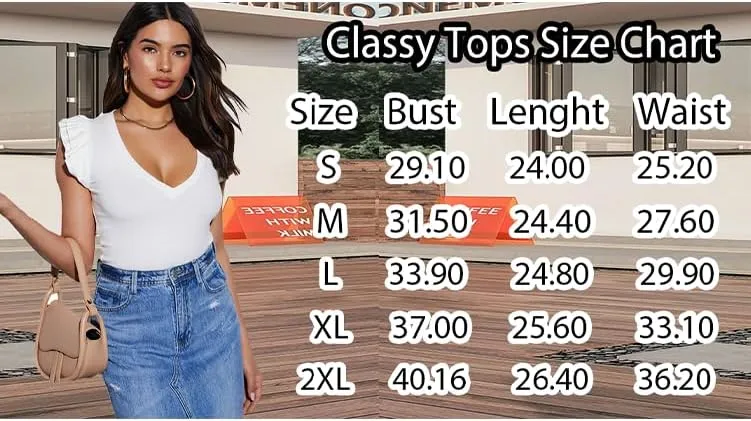BONITEE Women Summer Ruffle Tops Sexy Deep V Neck Short Sleeve Shirts Trendy Casual Ribbed Slim Fitted Knit Tees Blouse