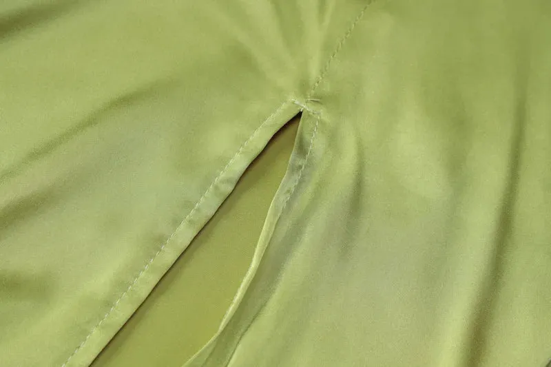 Bridesmaid Satin Dress for Weddings with Cowl Neck & Slit