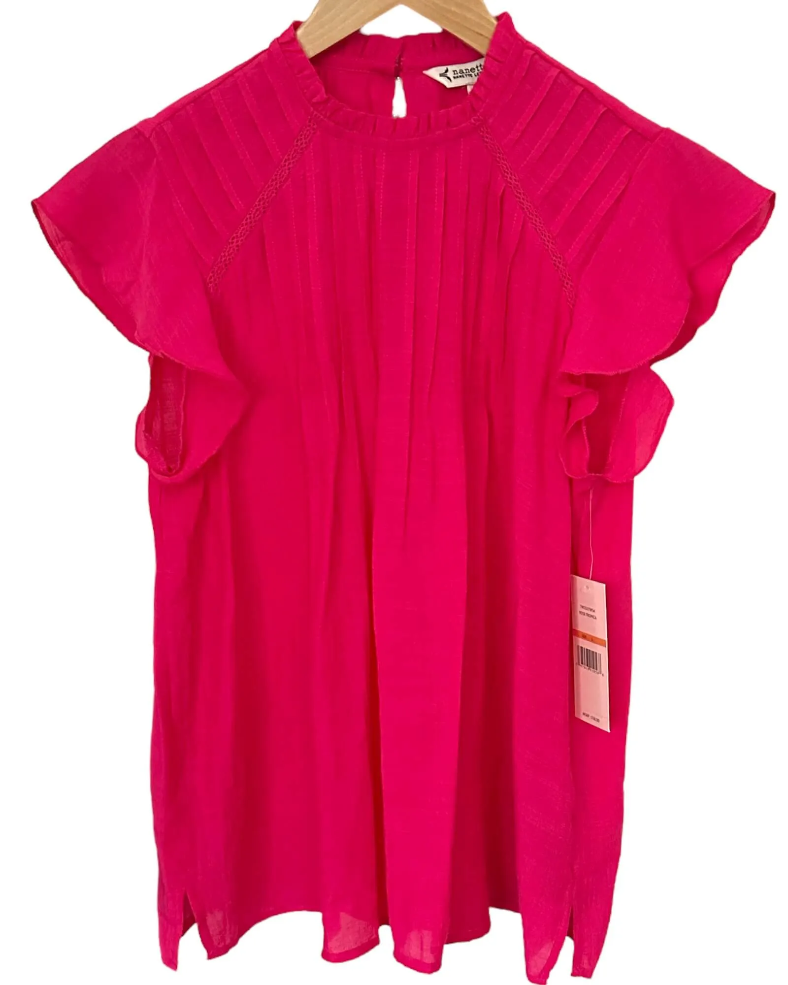 Bright Spring Radiant Pink Pin-Tuck Blouse