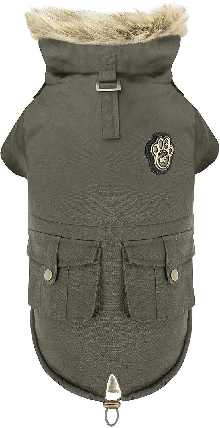 Canada Pooch Alaskan Army Parka Size 28 Army Green Insulated Dog Coat