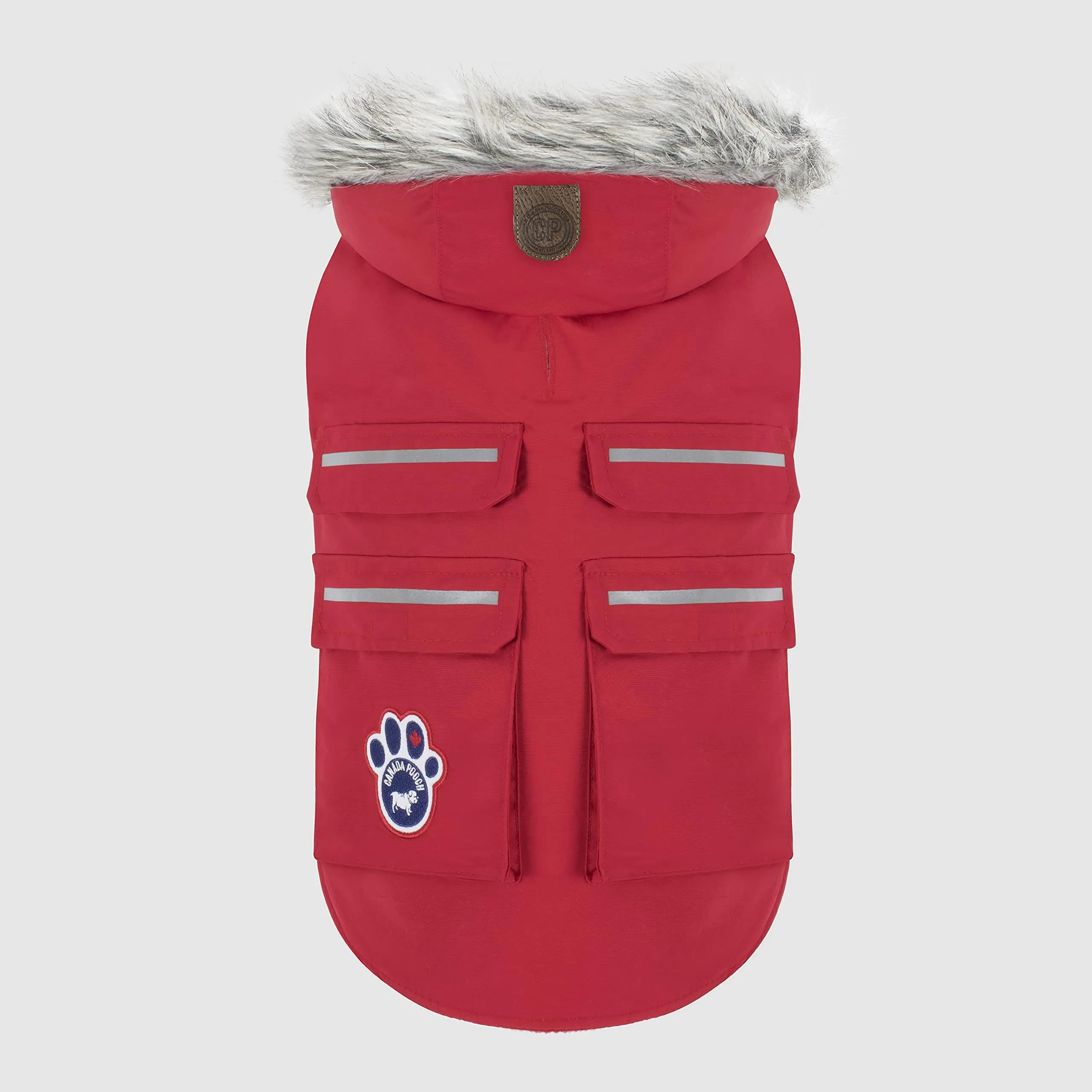 Canada Pooch Everest Explorer Size 24 Red Fleece Lined Insulated Dog Coat