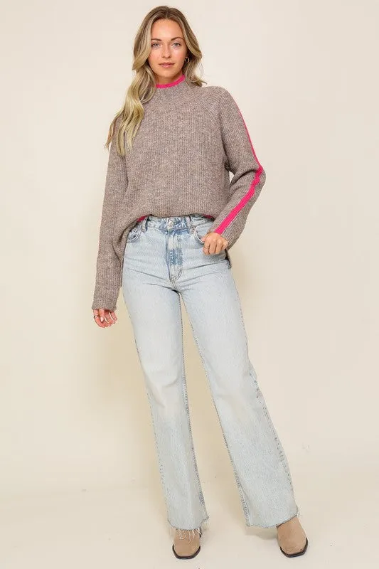 Confident Cozy Raglan Sleeve Mock Neck Sweater