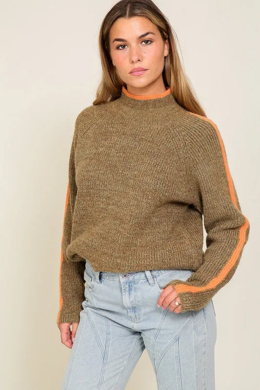 Confident Cozy Raglan Sleeve Mock Neck Sweater