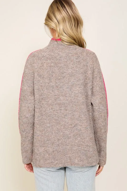 Confident Cozy Raglan Sleeve Mock Neck Sweater
