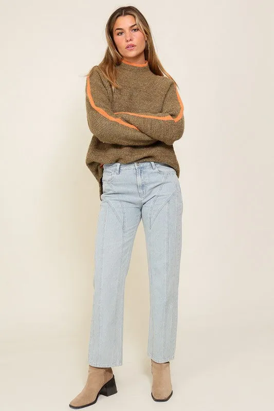 Confident Cozy Raglan Sleeve Mock Neck Sweater