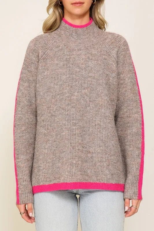 Confident Cozy Raglan Sleeve Mock Neck Sweater