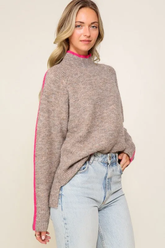 Confident Cozy Raglan Sleeve Mock Neck Sweater