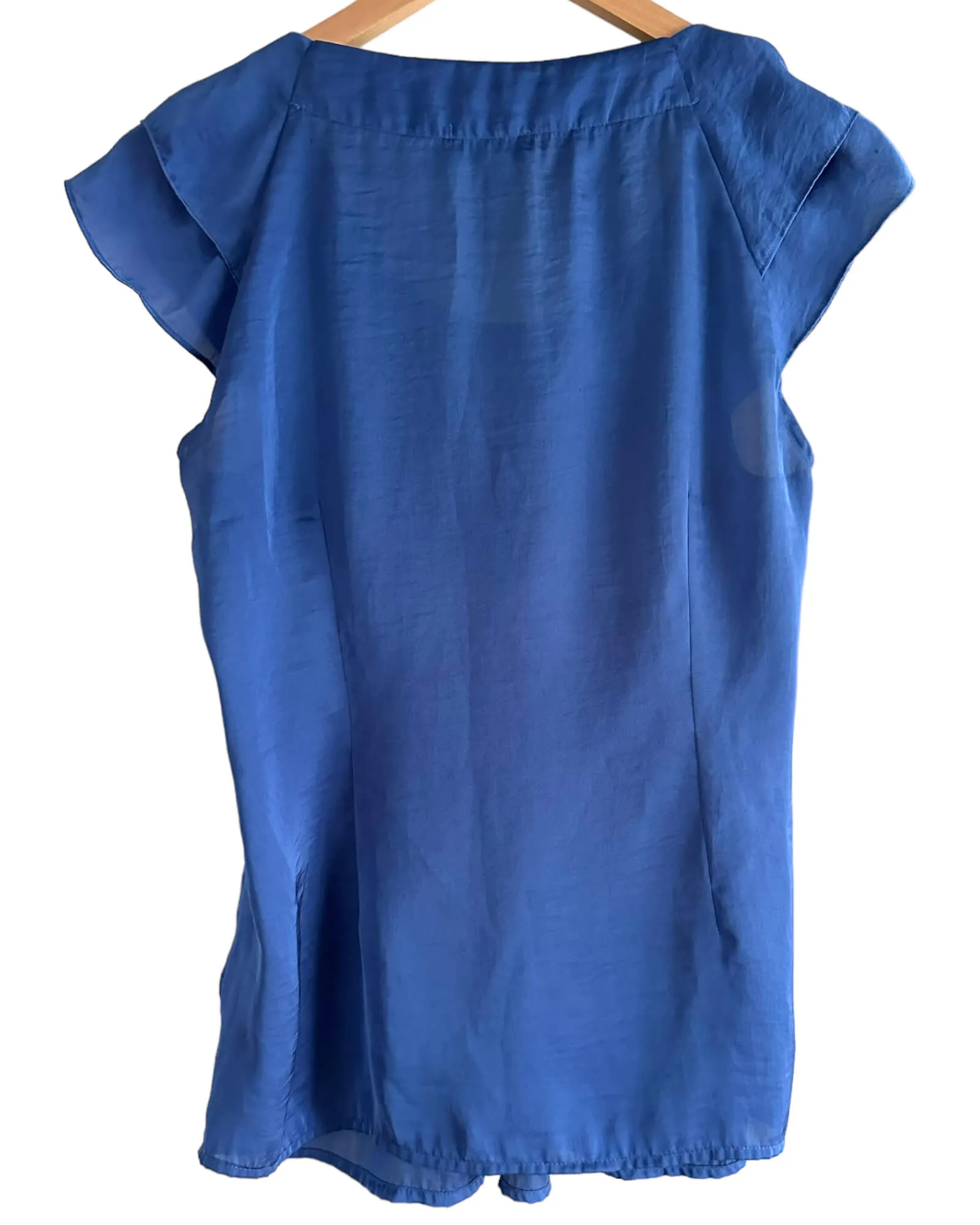 Cool Summer Lupine Blue Ruffle Blouse