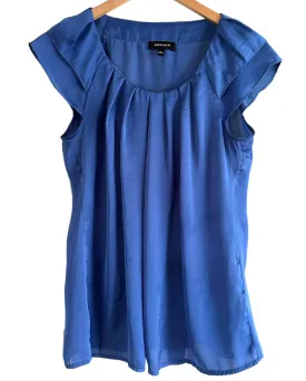 Cool Summer Lupine Blue Ruffle Blouse