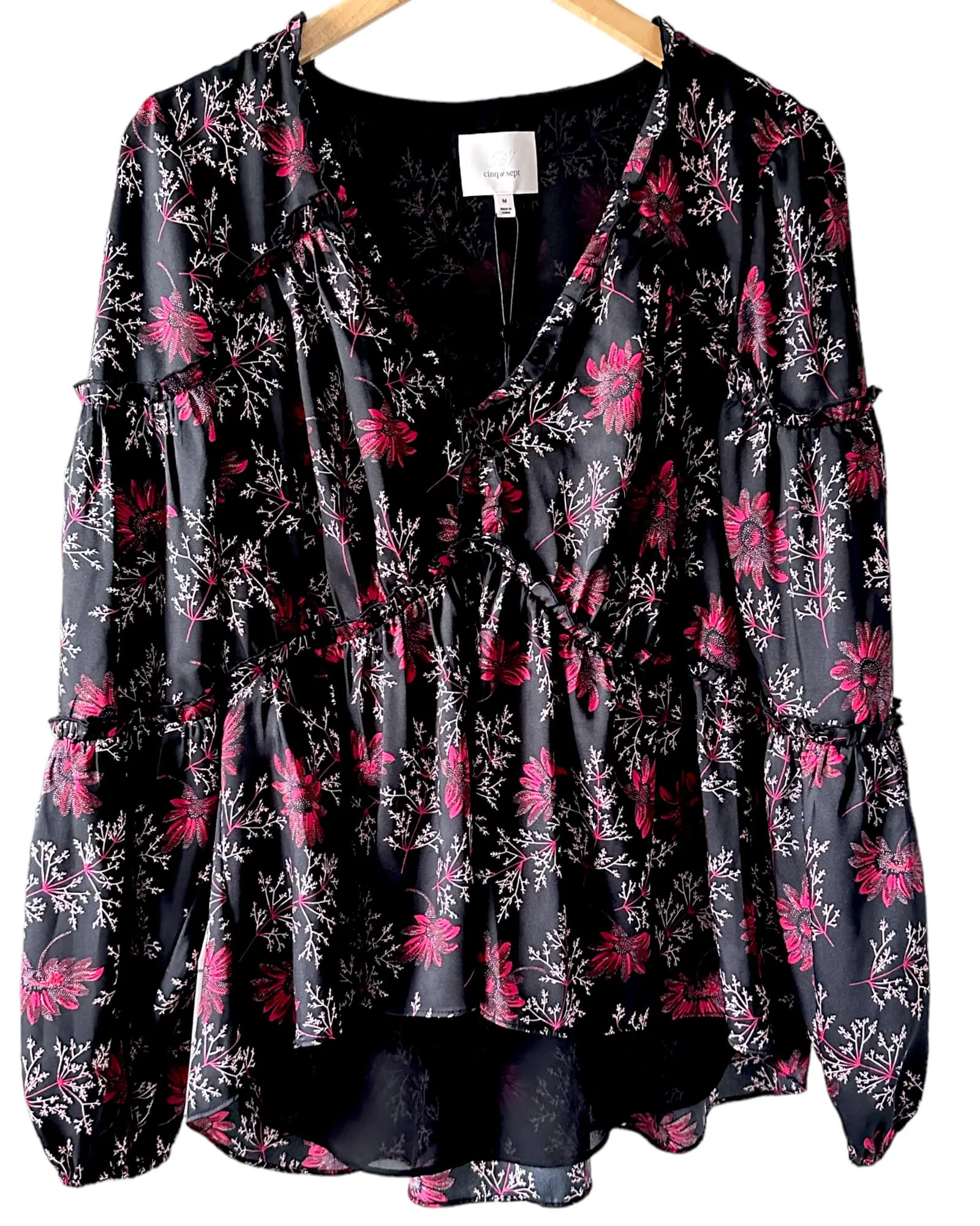 Dark Winter Wildflower Print Ruffle Blouse
