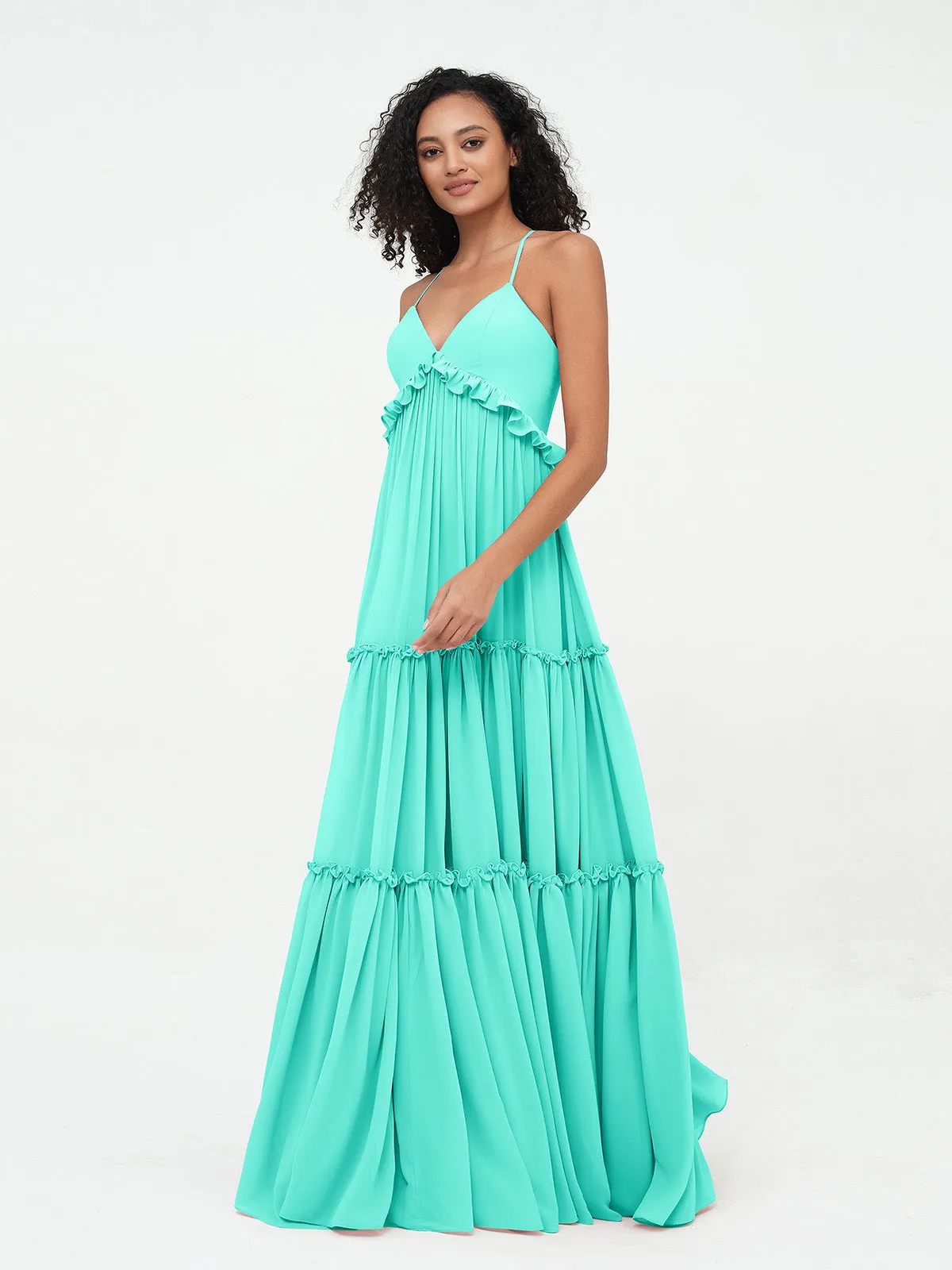 Empire Chiffon Tiered Skirt Max Bohemian Dresses-Spa