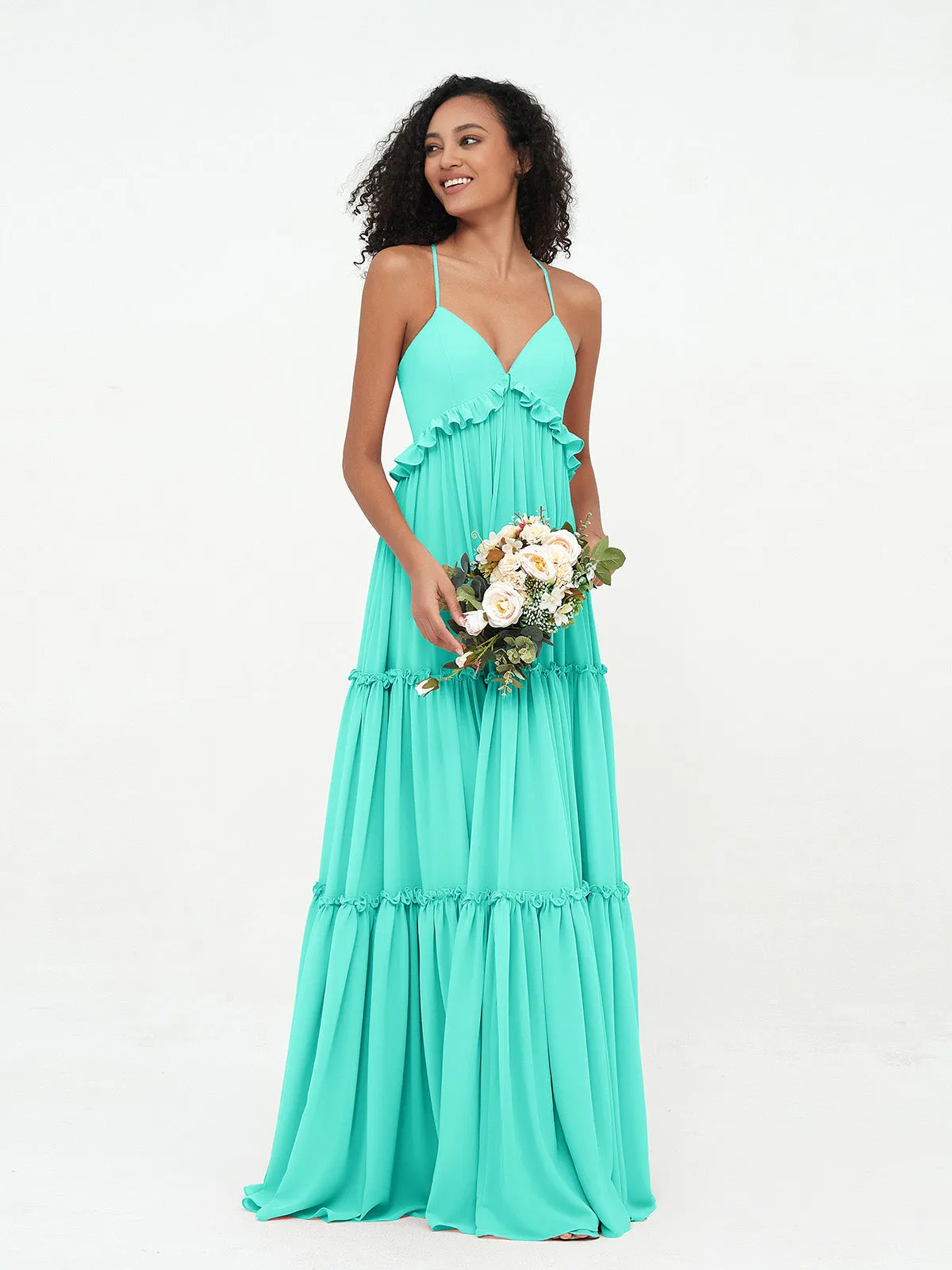 Empire Chiffon Tiered Skirt Max Bohemian Dresses-Spa