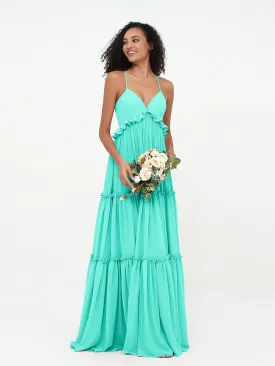 Empire Chiffon Tiered Skirt Max Bohemian Dresses-Spa