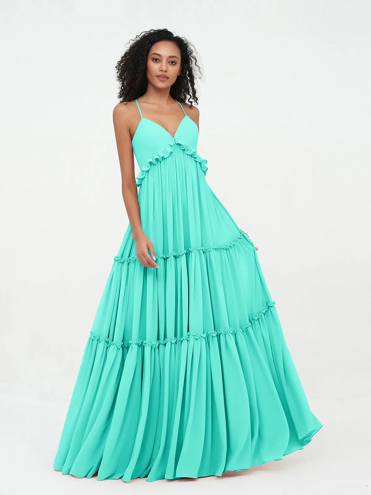 Empire Chiffon Tiered Skirt Max Bohemian Dresses-Spa