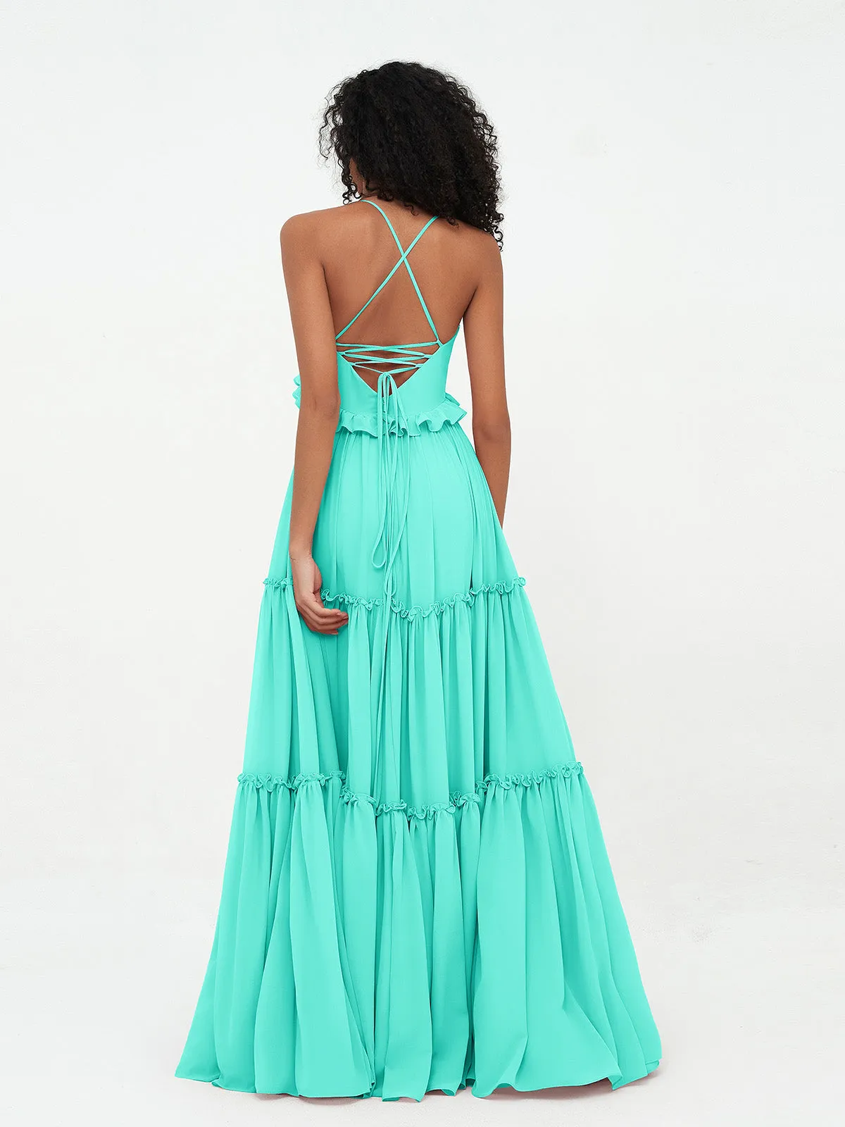 Empire Chiffon Tiered Skirt Max Bohemian Dresses-Spa