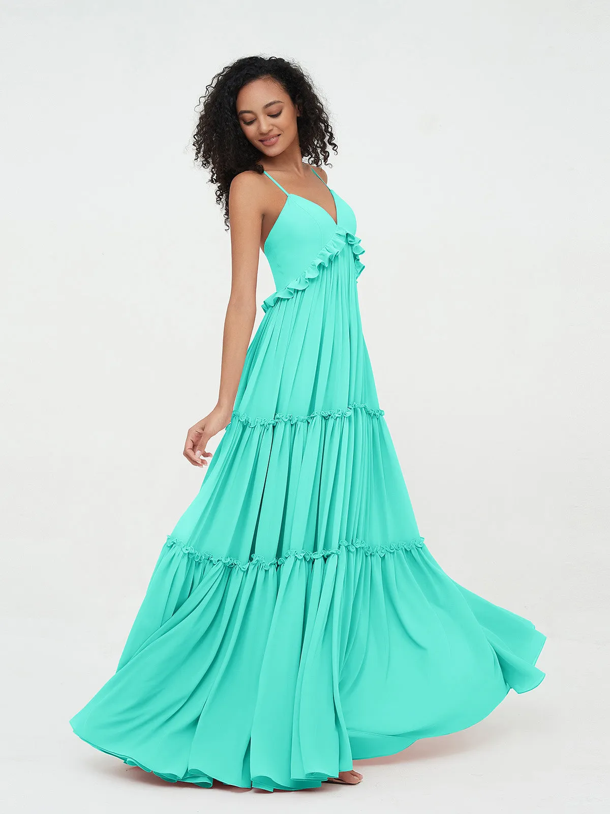 Empire Chiffon Tiered Skirt Max Bohemian Dresses-Spa