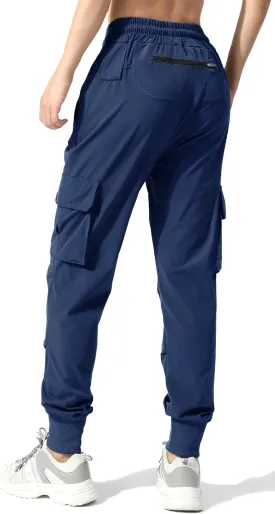 EXEKE Women's Lightweight Hiking Pants Quick Dry Tapered Cargo Joggers Stretch Workout Lounge Pants with Zipper Pockets