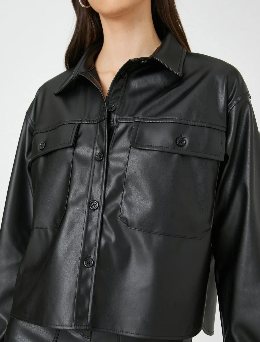 Faux Leather Shirt