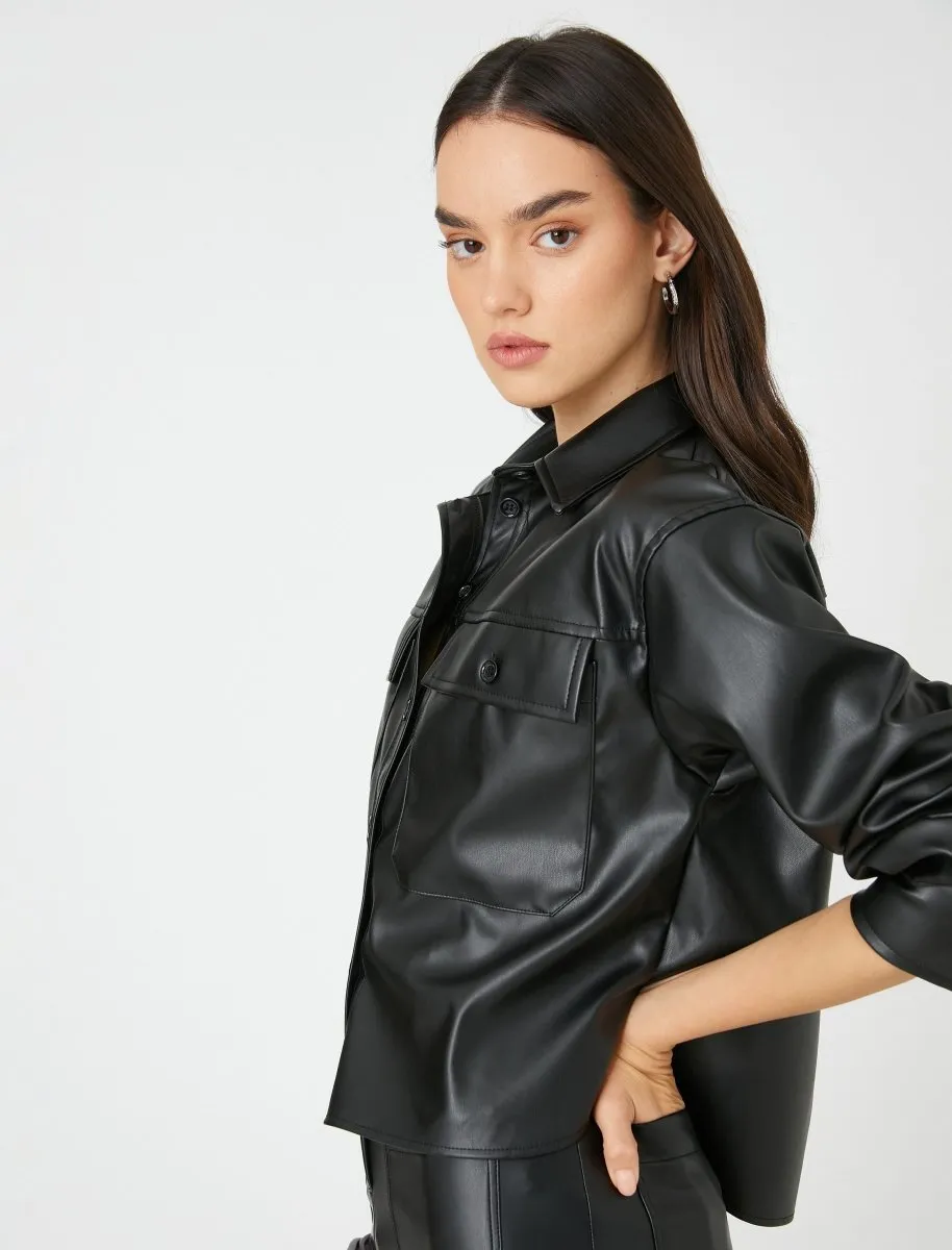 Faux Leather Shirt