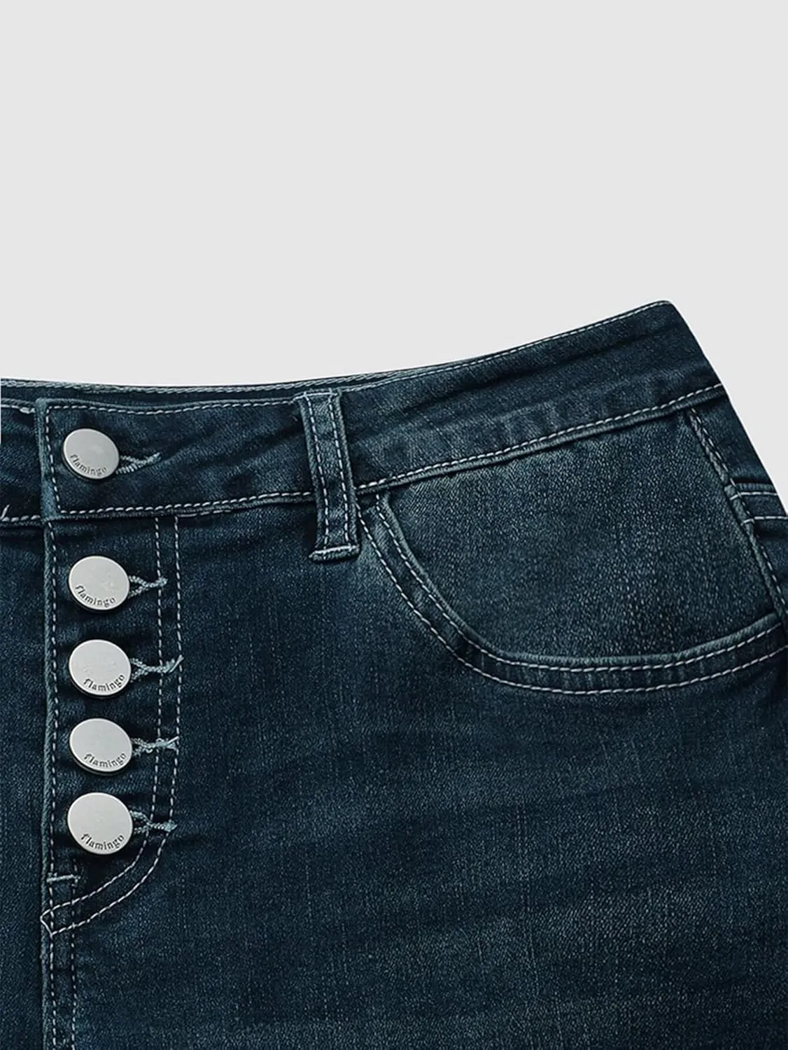 Flamingals Straight Leg Low Rise Button Fly Boyfriend Jeans for Women