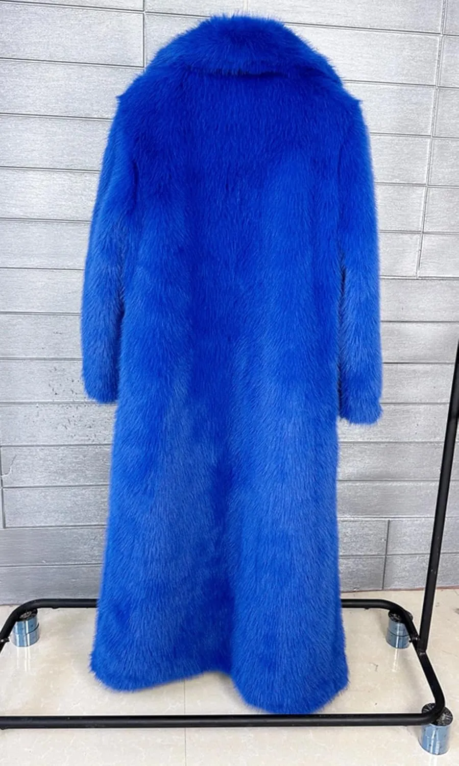 Fluffy Faux Fur Long Overcoat,Warm Outwear Parka Long Coat with Sleeves
