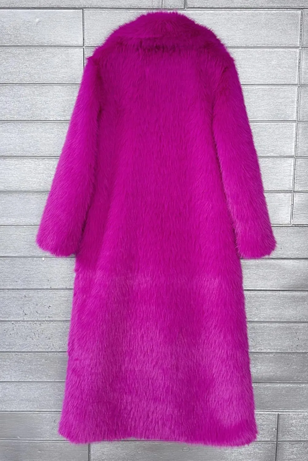 Fluffy Faux Fur Long Overcoat,Warm Outwear Parka Long Coat with Sleeves