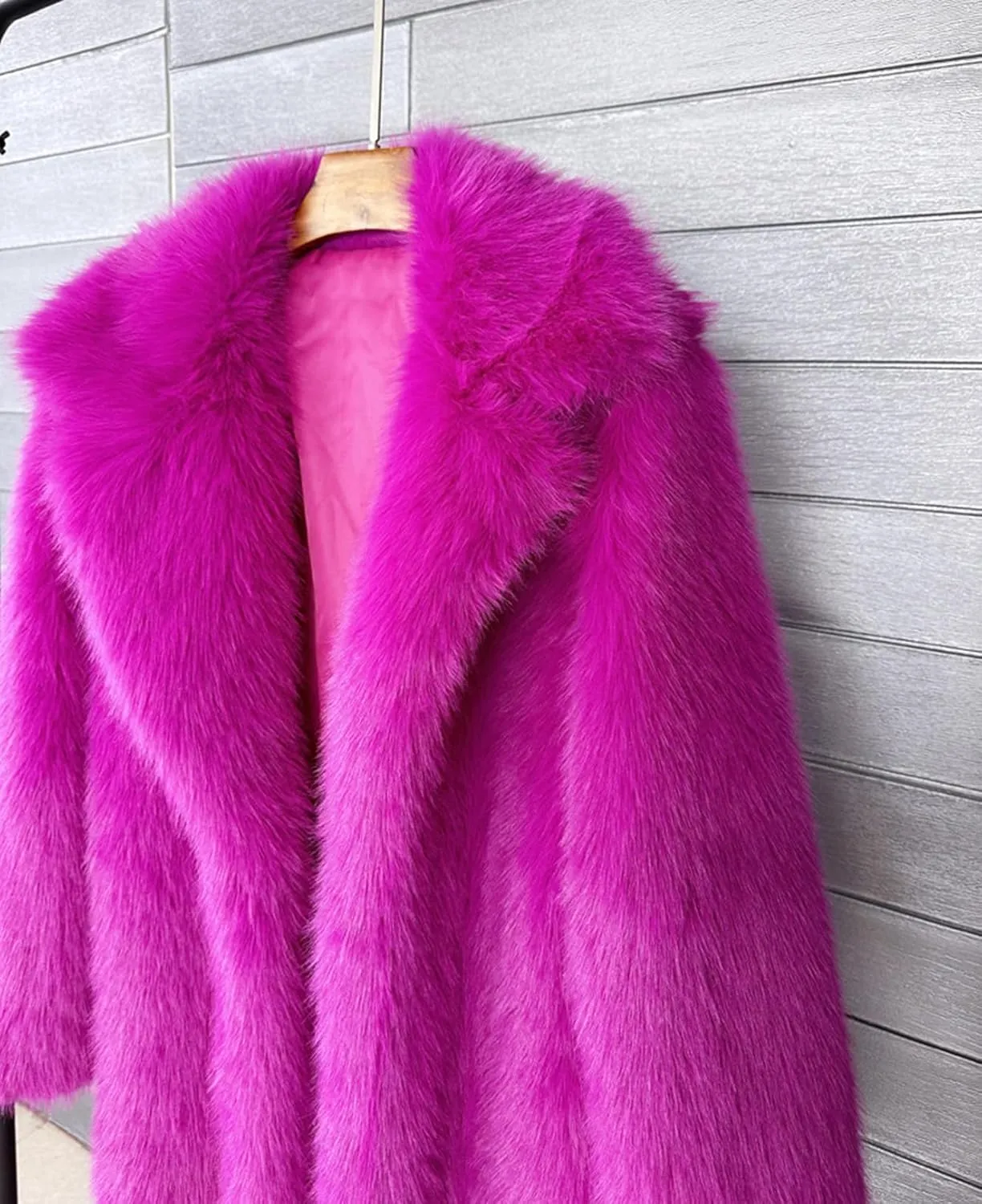 Fluffy Faux Fur Long Overcoat,Warm Outwear Parka Long Coat with Sleeves