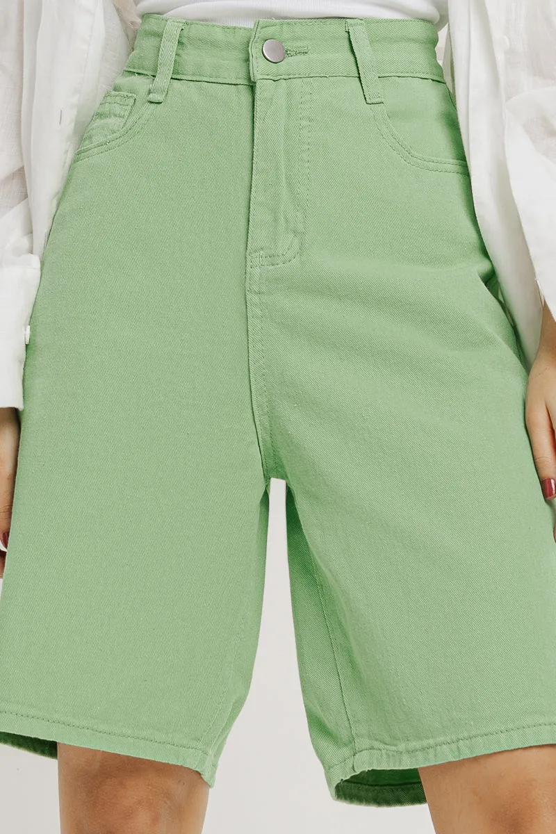 Green Bermuda Denim Shorts
