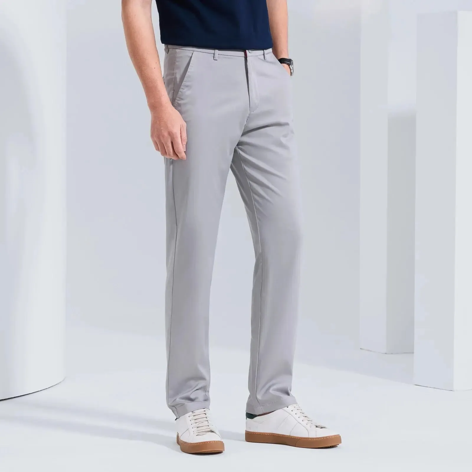 HIQOR Men Straight Formal Trousers Loose Fashion Business Pants