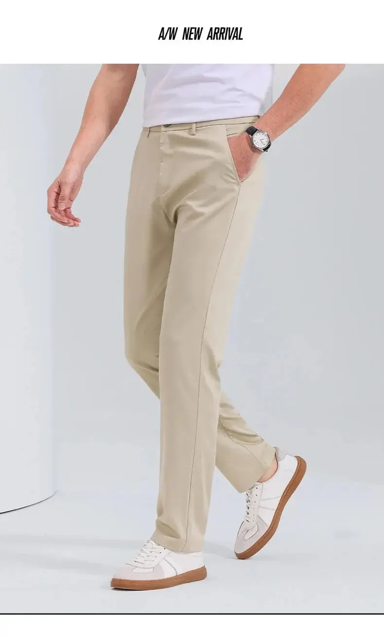 HIQOR Men Straight Formal Trousers Loose Fashion Business Pants