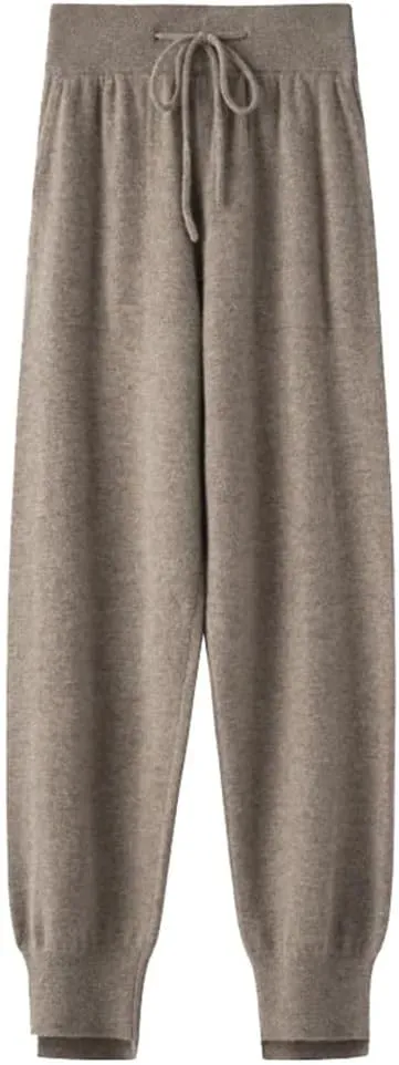 Hndudnff Women Loose Merino Wool Knitting Wide Leg Pants Winter Warm Thick Casual Soft Long Trousers
