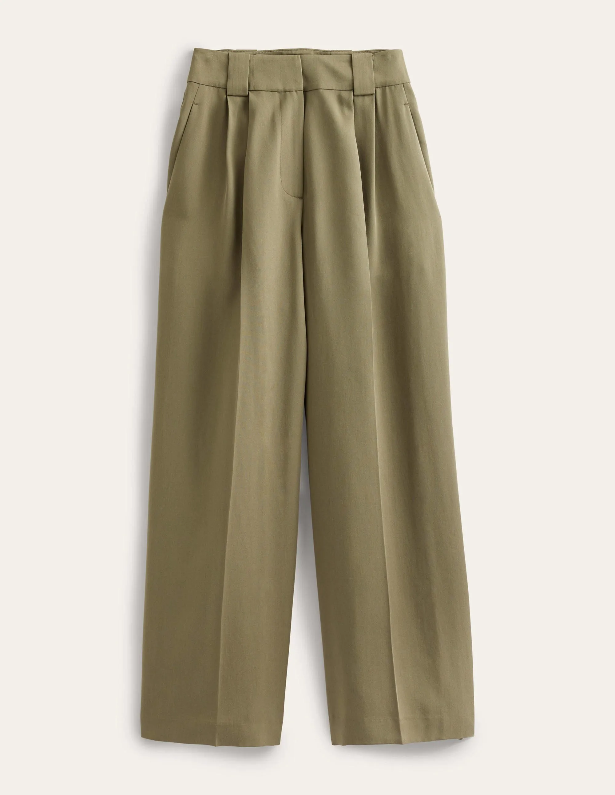 Islington Wide Leg Trousers-Washed Khaki