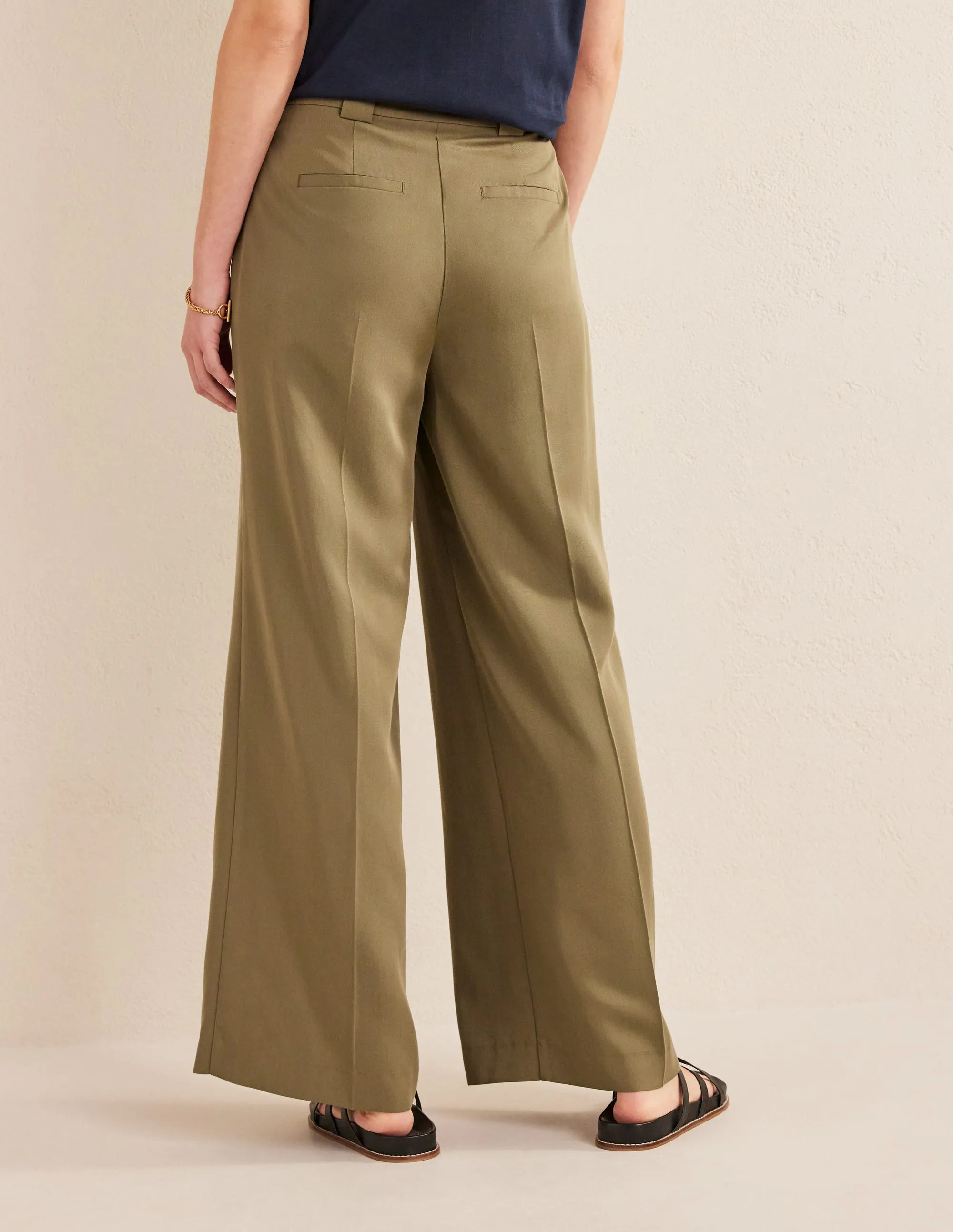 Islington Wide Leg Trousers-Washed Khaki
