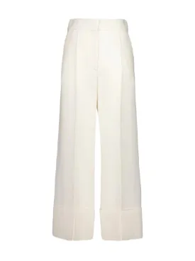 IVORY WIDE-LEG VIRGIN WOOL CREPE TROUSERS