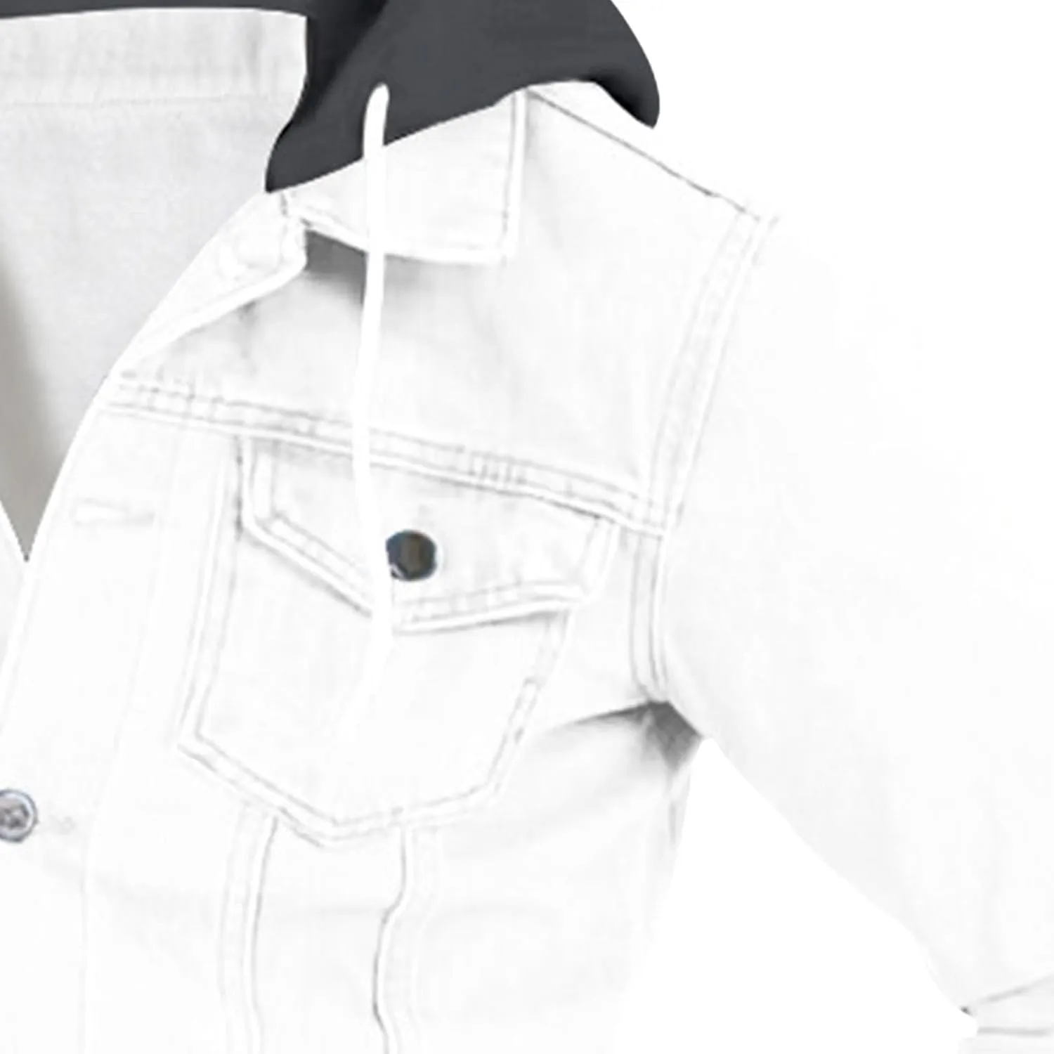 JEKE-DG Men's Hooded Solid Cargo Jean Jacket Fashion Button Up Denim Jacket Classic Casual Trucker Jacket Coat