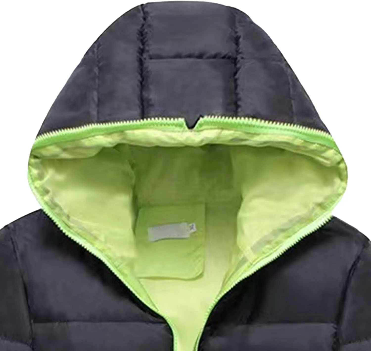 JEKE-DG Men's Slim Fit Hooded Casual Down Jackets Color Block Full Zip Puffer Coats Lightweight Outdoor Winter Quilted Coat